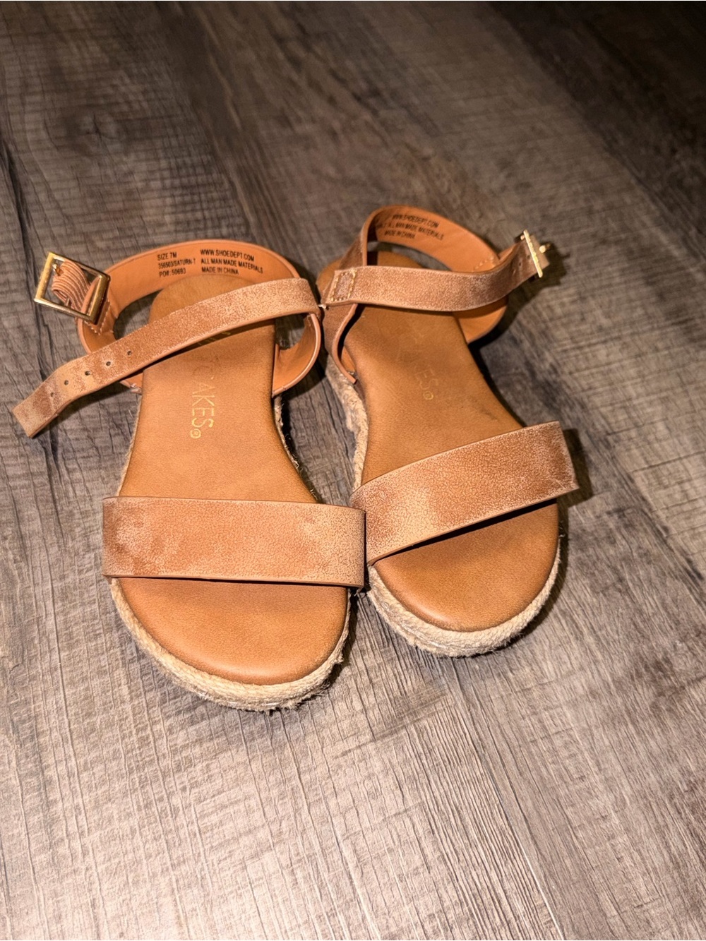 Tan leather girls Platform Sandals